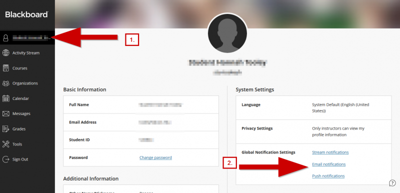 screenshot of profile global notification settings