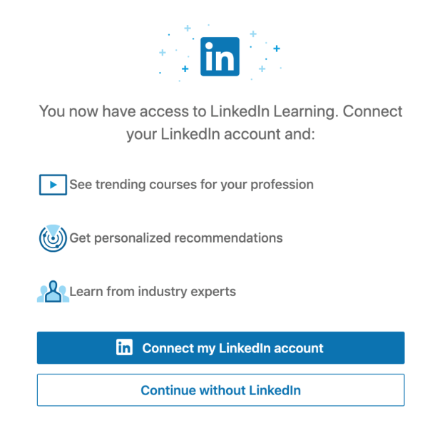 Linkedin Learning Sign-in prompt for connecting Linkedin profile